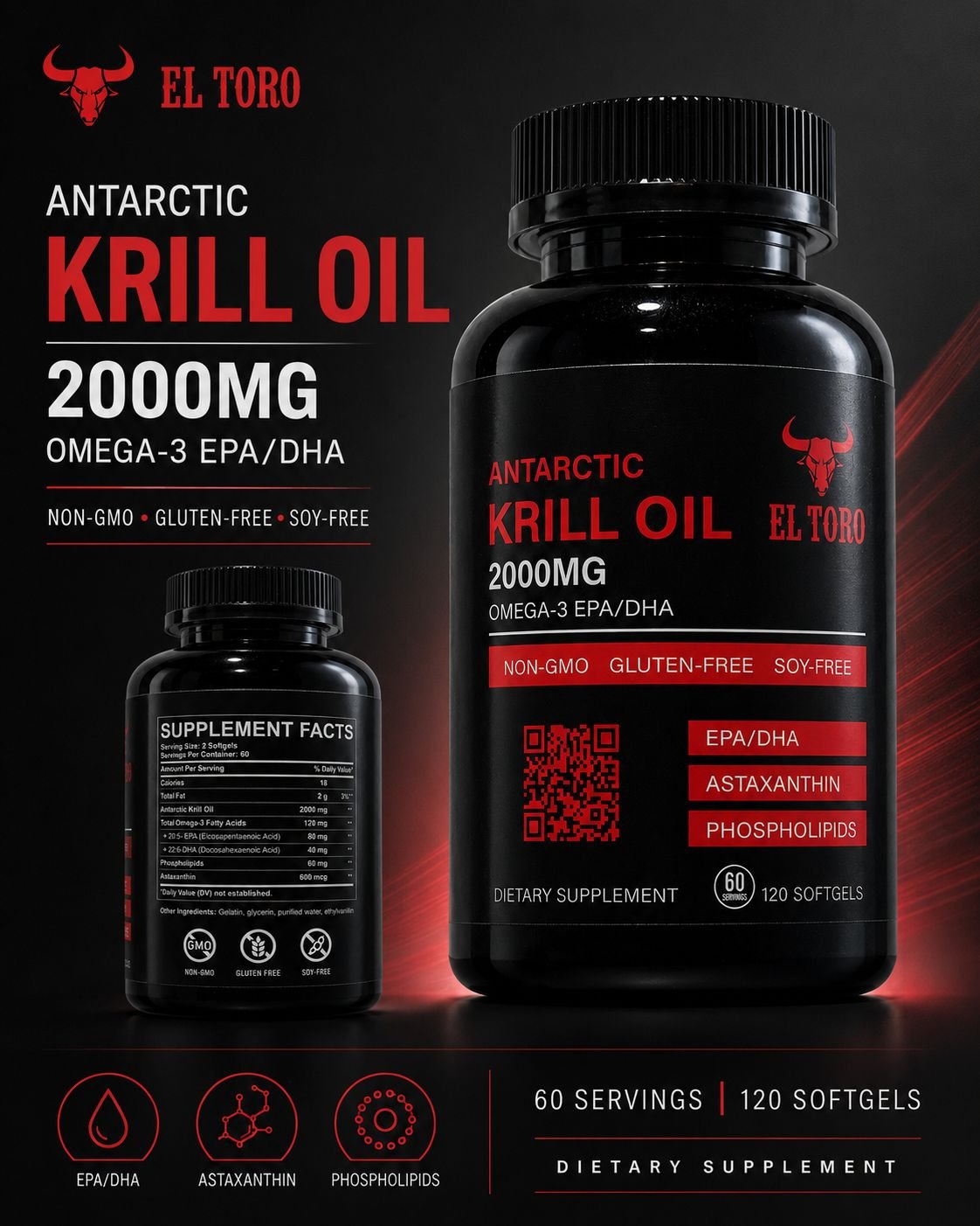 Krill Oil 2000mg Softgels packaging detail