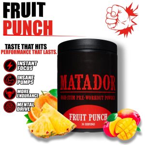 Matador Pre Workout Fruit Punch packaging detail